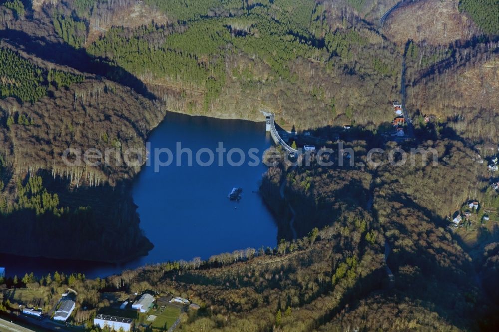 Wendefurth Hasselfelde from above - Rappbode dam and Wendefurth pump storage reservoir in the Harz Mountains in Wendefurt - Hasselfelde in the state of Saxony-Anhalt