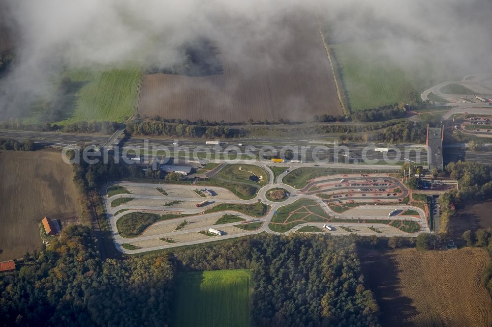 Aerial image Holdorf - Resting place Dammer Berge on the motorway near Holdorf in Lower Saxony