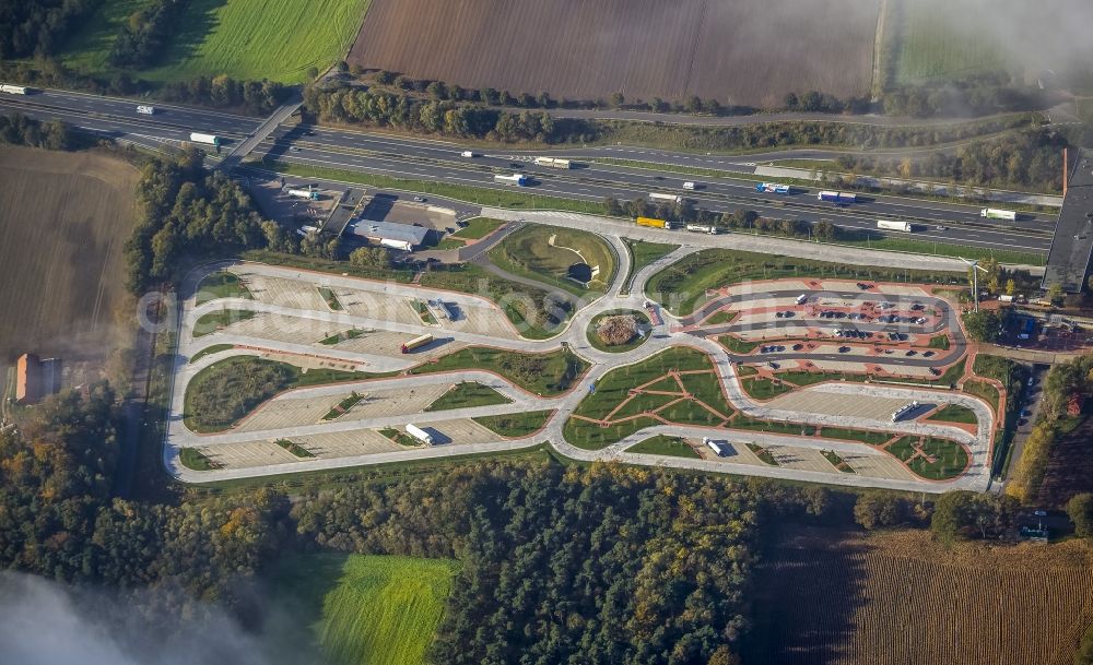 Holdorf from above - Resting place Dammer Berge on the motorway near Holdorf in Lower Saxony