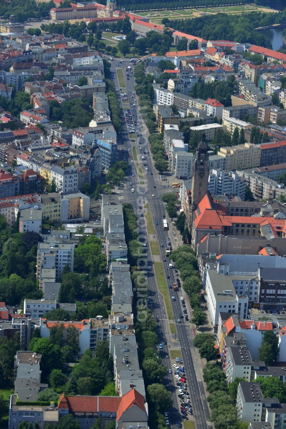 Berlin from above - City Hall - District of Charlottenburg-Wilmersdorf at the Otto-Suhr-Allee in Berlin Charlottenburg