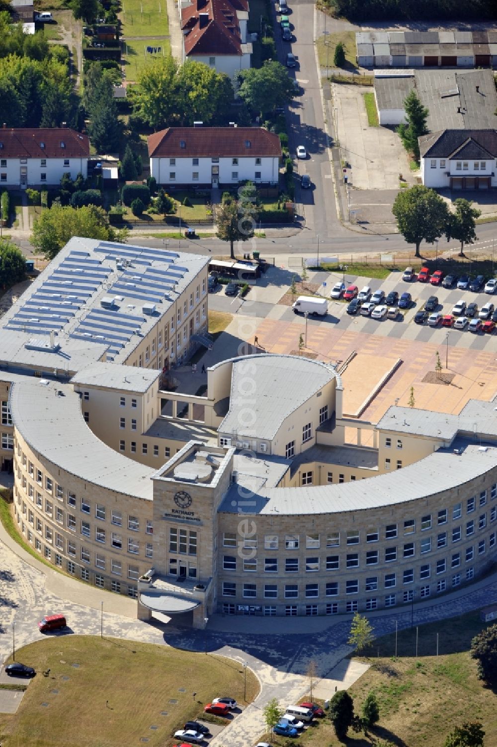 Bitterfeld-Wolfen from the bird's eye view: View of the town hall Nitterfeld-Wolfen in Saxony-Anhalt