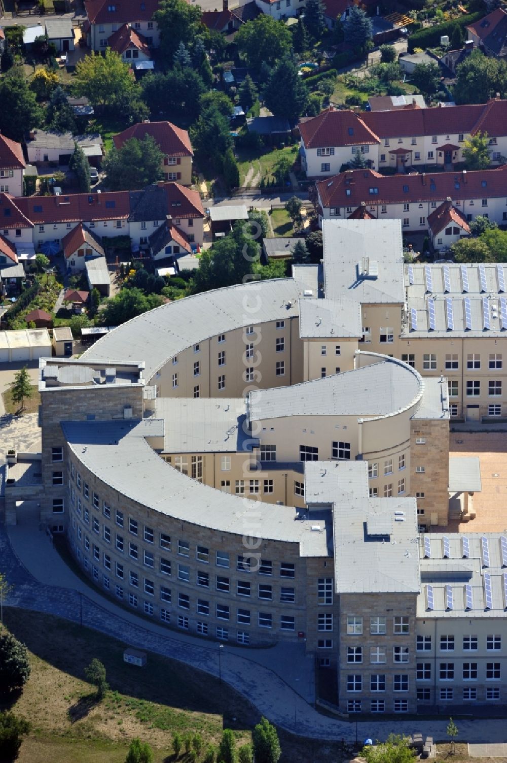 Aerial image Bitterfeld-Wolfen - View of the town hall Nitterfeld-Wolfen in Saxony-Anhalt