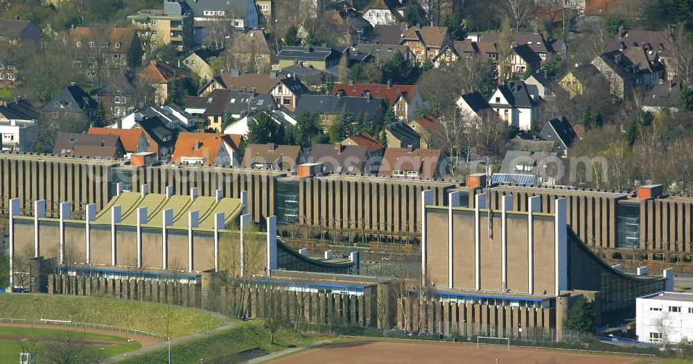 Castrop-Rauxel from above - Blick auf die Stadthalle, die Europahalle und das Rathaus am Europaplatz.