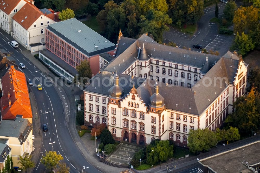Hamm from above - View of the town hall in Hamm in the state North-Rhine Westphalia