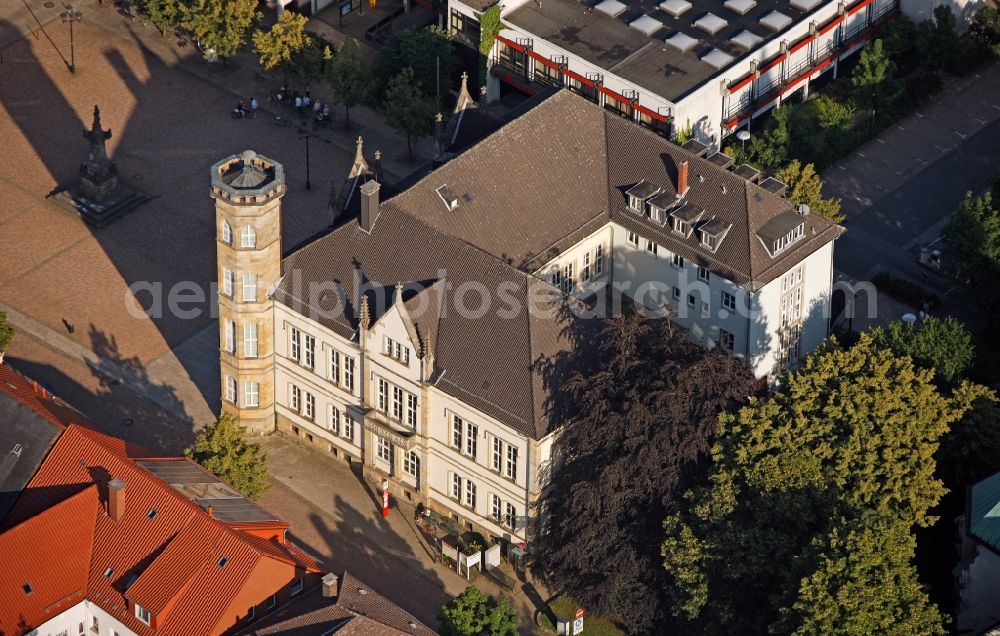 Horn-Bad Meinberg from the bird's eye view: View of the town hall in Horn-Bad Meinberg in the state of North Rhine-Westphalia