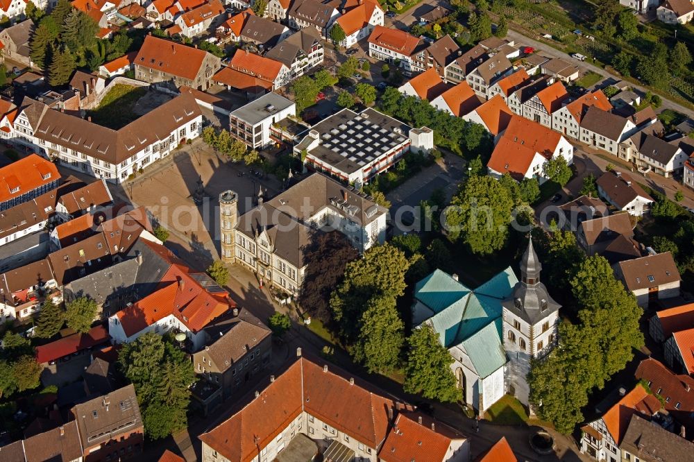 Aerial image Horn-Bad Meinberg - View of the town hall in Horn-Bad Meinberg in the state of North Rhine-Westphalia