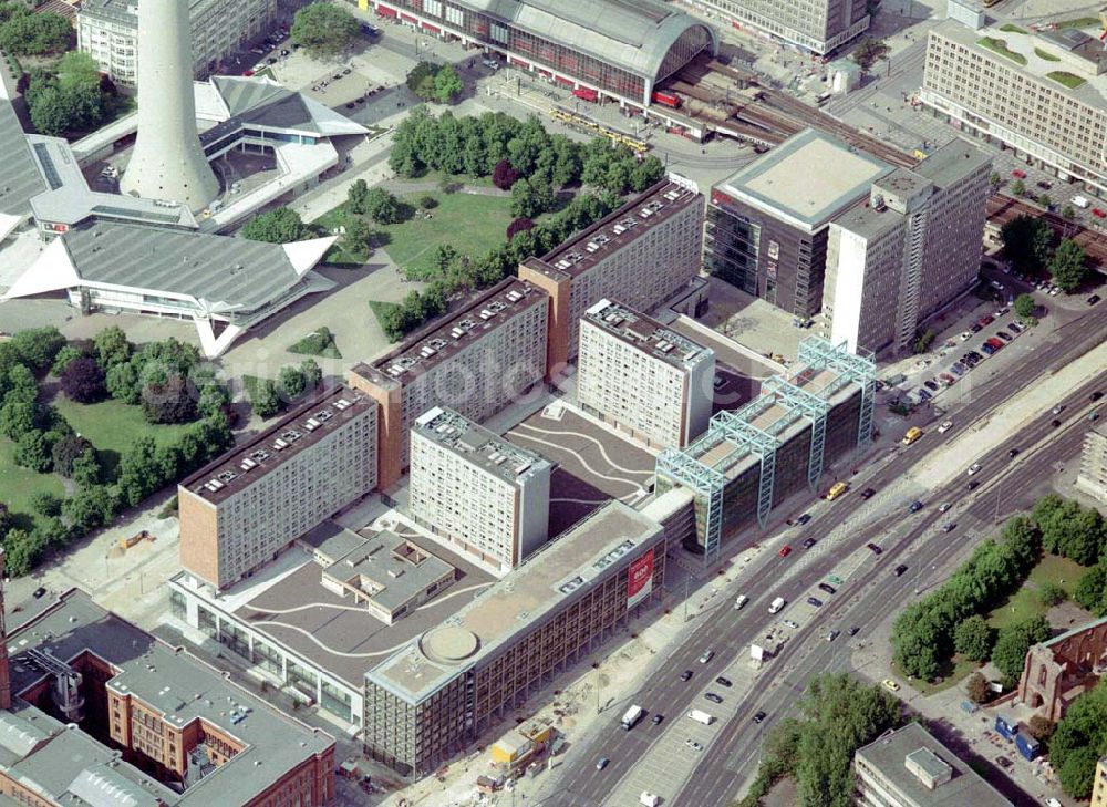 Aerial image Berlin - Fertig umgebaute Rathauspassagen der WBM am Roten Rathaus unmittelbar am Berliner Fernsehturm in Berlin-Mitte.