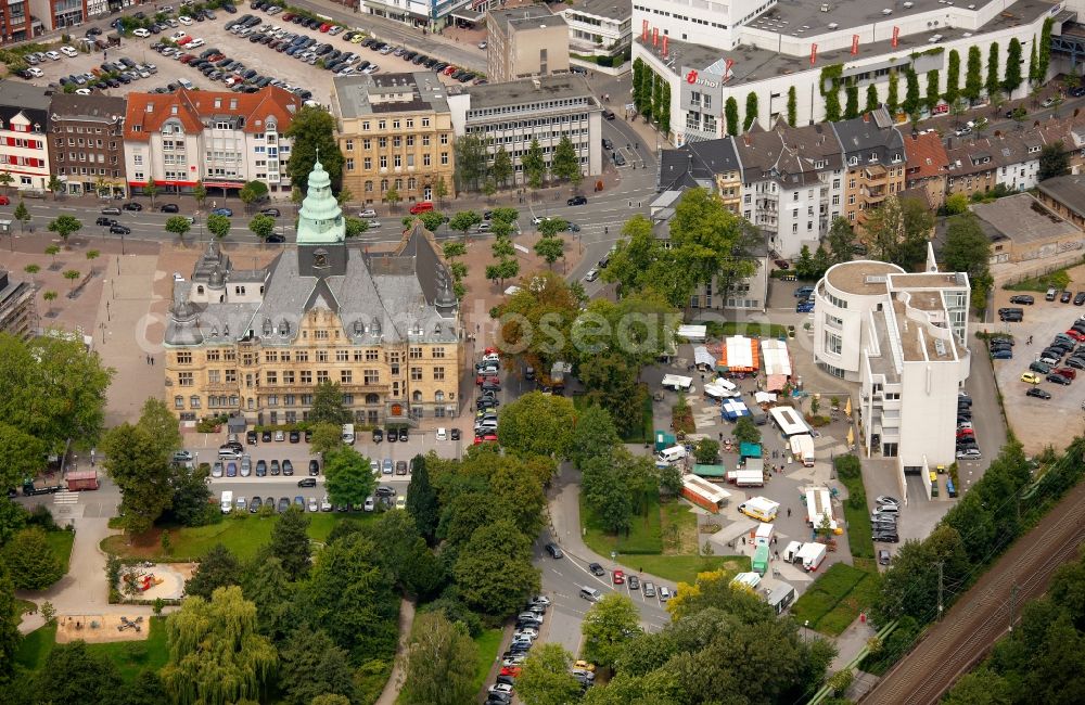 Recklinghausen from above - View of the town hall Recklinghausen in the state of North Rhine-Westphalia