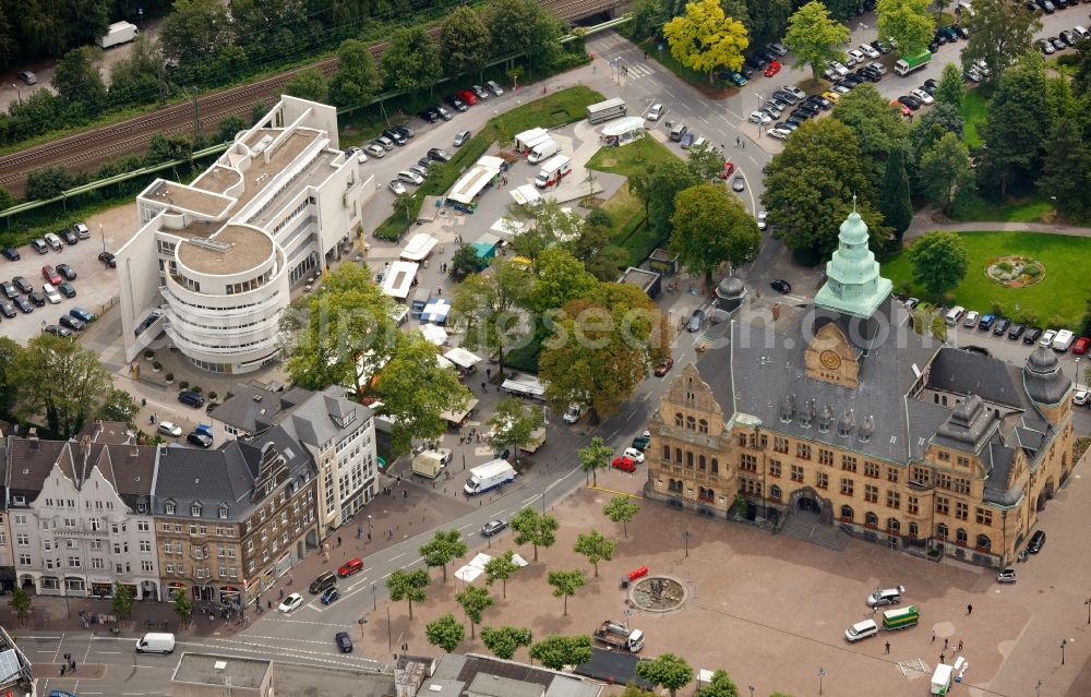 Recklinghausen from the bird's eye view: View of the town hall Recklinghausen in the state of North Rhine-Westphalia