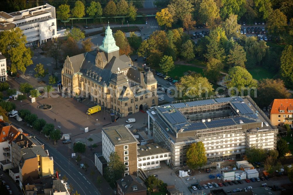 Recklinghausen from the bird's eye view: View of the town hall Recklinghausen in the state of North Rhine-Westphalia