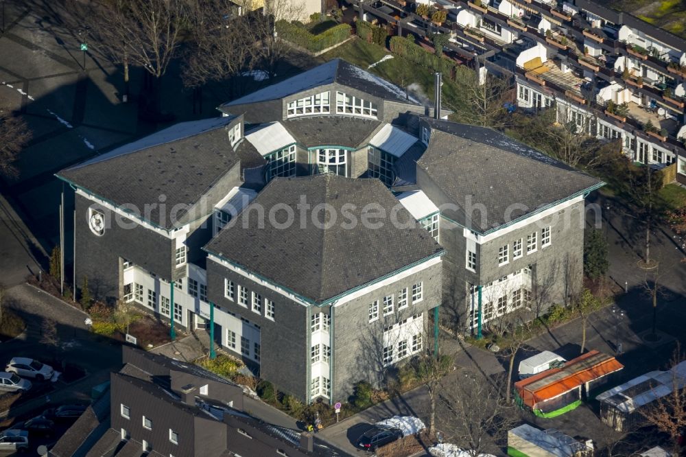 Olsberg from above - City hall in the center of Olsberg in Hesse