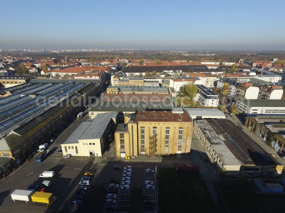 Berlin from the bird's eye view: Building complex Rathenau Halls in the former industrial area of the AEG / transformer factory (TRO) in Oberschoeneweide in Berlin. The entire area is now a protected monument