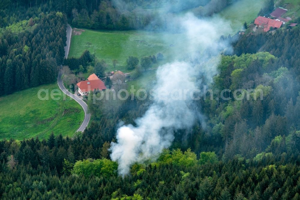 Aerial image Steinach - Smoke clouds in Steinach in the state Baden-Wurttemberg, Germany