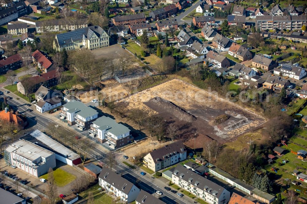 Aerial image Bottrop - Dismantling of the old sports ground facilities of SV Rhenania Bottrop 1919 Horster street in Bottrop in North Rhine-Westphalia