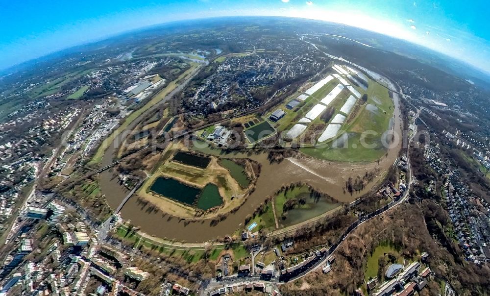 Aerial image Essen - retention basin and water storage of Wassergewinnung Essen GmbH in Essen at Ruhrgebiet in the state North Rhine-Westphalia, Germany