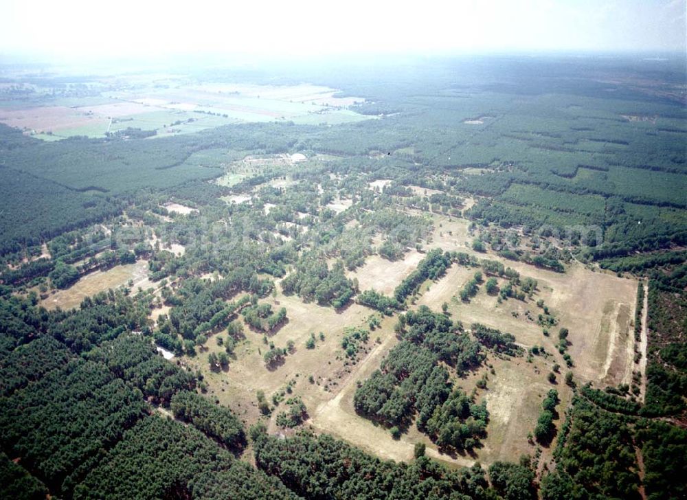 Aerial photograph Drachhausen / Brandenburg - Re- naturiertes, ehemaliges Kasernengelände bei Drachhausen in Brandenburg. Renaturierungsfläche der Brandenburgischen Boden GmbH.