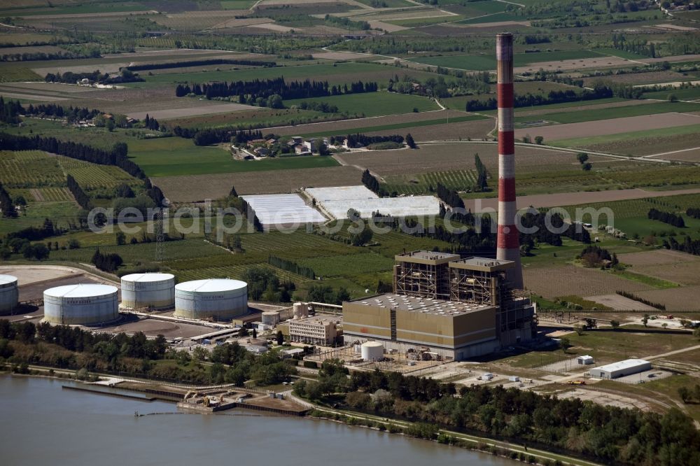 Aramon from above - Building remains of the reactor units and facilities of the NPP nuclear power plant in Aramon in Languedoc-Roussillon Midi-Pyrenees, France
