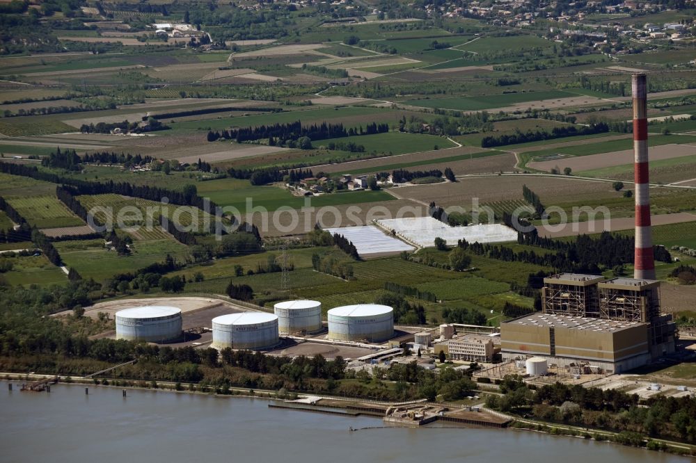 Aerial image Aramon - Building remains of the reactor units and facilities of the NPP nuclear power plant in Aramon in Languedoc-Roussillon Midi-Pyrenees, France