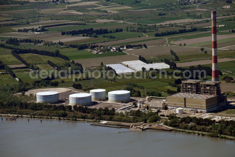 Aerial photograph Aramon - Building remains of the reactor units and facilities of the NPP nuclear power plant in Aramon in Languedoc-Roussillon Midi-Pyrenees, France