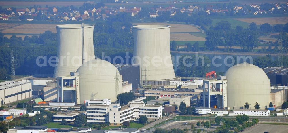 Aerial photograph Biblis - Building remains of the reactor units and facilities of the NPP nuclear power plant of RWE Power AG in Biblis in the state Hesse