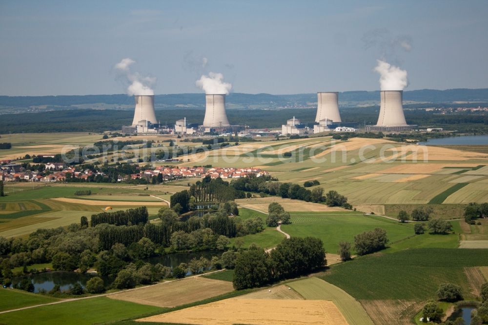 Aerial photograph Cattenom - Building remains of the reactor units and facilities of the NPP nuclear power plant in Cattenom in Alsace-Champagne-Ardenne-Lorraine, France