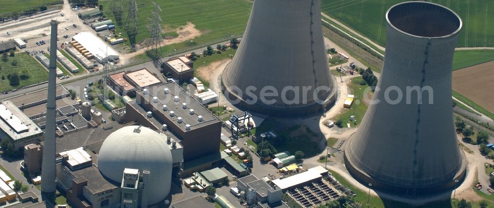 Aerial photograph Grafenrheinfeld - Building remains of the reactor units and facilities of the NPP nuclear power plant in Grafenrheinfeld in the state Bavaria