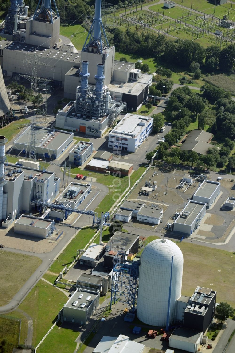 Aerial photograph Lingen (Ems) - Building remains of the reactor units and facilities of the NPP nuclear power plant in Lingen (Ems) in the state Lower Saxony