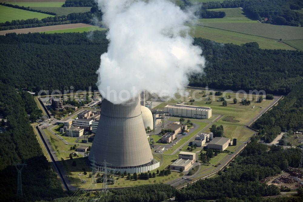 Aerial image Lingen (Ems) - Building remains of the reactor units and facilities of the NPP nuclear power plant in Lingen (Ems) in the state Lower Saxony