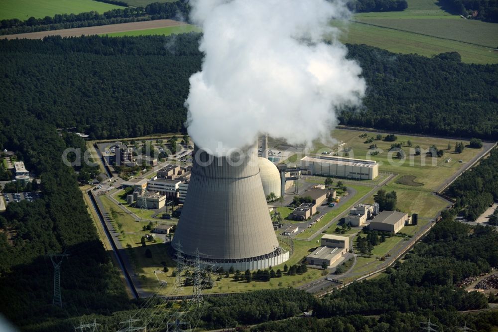 Aerial photograph Lingen (Ems) - Building remains of the reactor units and facilities of the NPP nuclear power plant in Lingen (Ems) in the state Lower Saxony