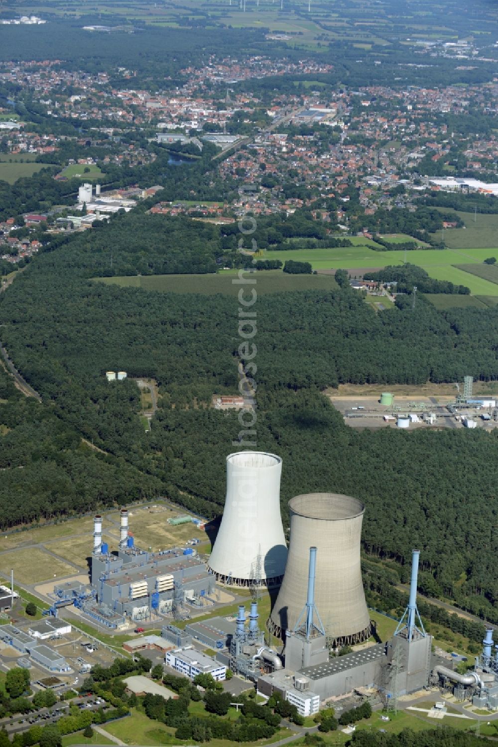 Aerial photograph Lingen (Ems) - Building remains of the reactor units and facilities of the NPP nuclear power plant in Lingen (Ems) in the state Lower Saxony