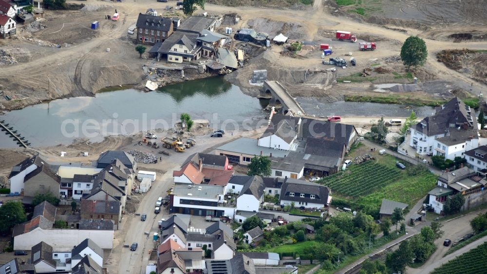 Aerial image Rech - Rech after the flood disaster this year in the state Rhineland-Palatinate, Germany