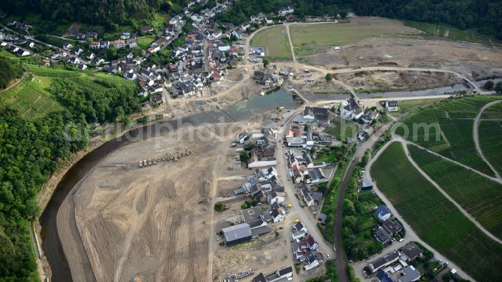 Aerial photograph Rech - Rech after the flood disaster this year in the state Rhineland-Palatinate, Germany