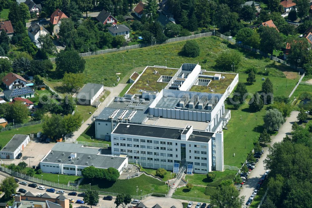 Aerial photograph Berlin - Data center building and online data processing hub on street Florastrasse in the district Mahlsdorf in Berlin, Germany