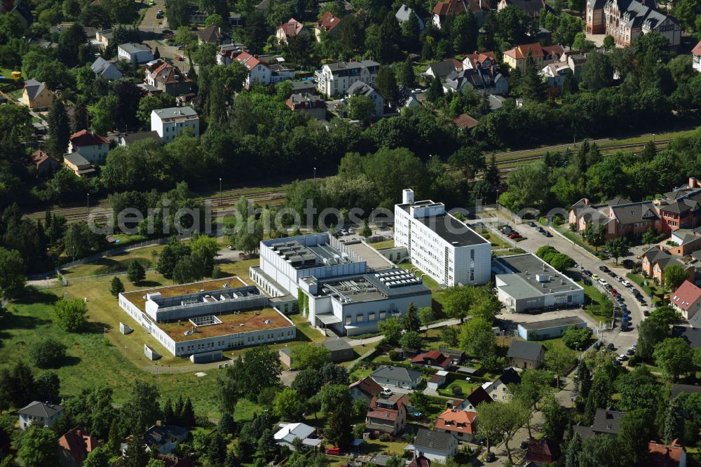 Berlin from above - Data center building and online data processing hub on street Florastrasse in the district Mahlsdorf in Berlin, Germany