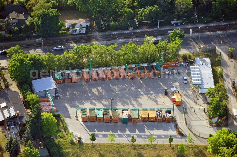 Berlin from the bird's eye view: BSR recycling yard at the street Rahsdorfer Strasse of the Berlin city cleaning company in the district Mahlsdorf of Berlin