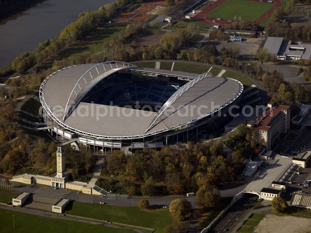 Aerial image Leipzig - View of the Red Bull Arena in Leipzig in the state Saxony