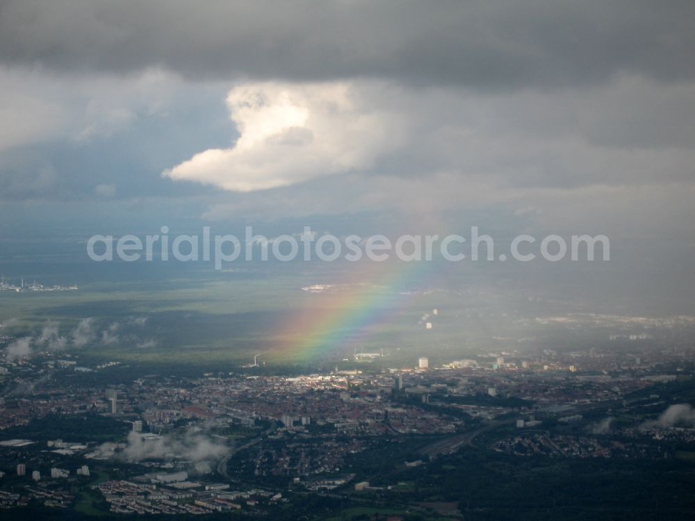 Karlsruhe from the bird's eye view: Rainbow in Karlsruhe Baden-Wuerttemberg