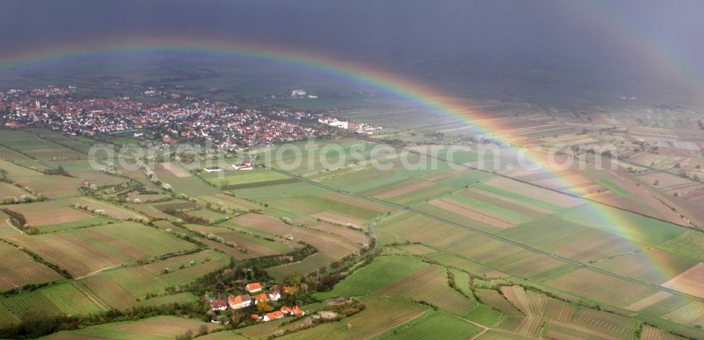 Aerial photograph Alsheim - Rainbow on the outskirts of Alsheim Hangen-Wahlheim in Rhineland-Palatinate