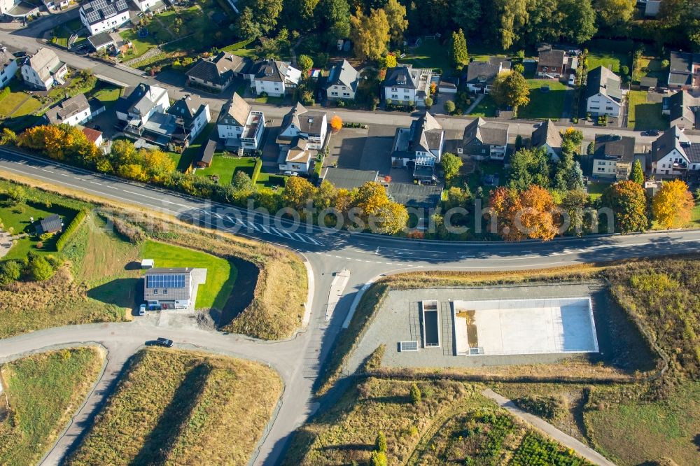 Aerial image Bestwig - Rainwater retention basin at the Heringhauser street in Bestwig in the state North Rhine-Westphalia