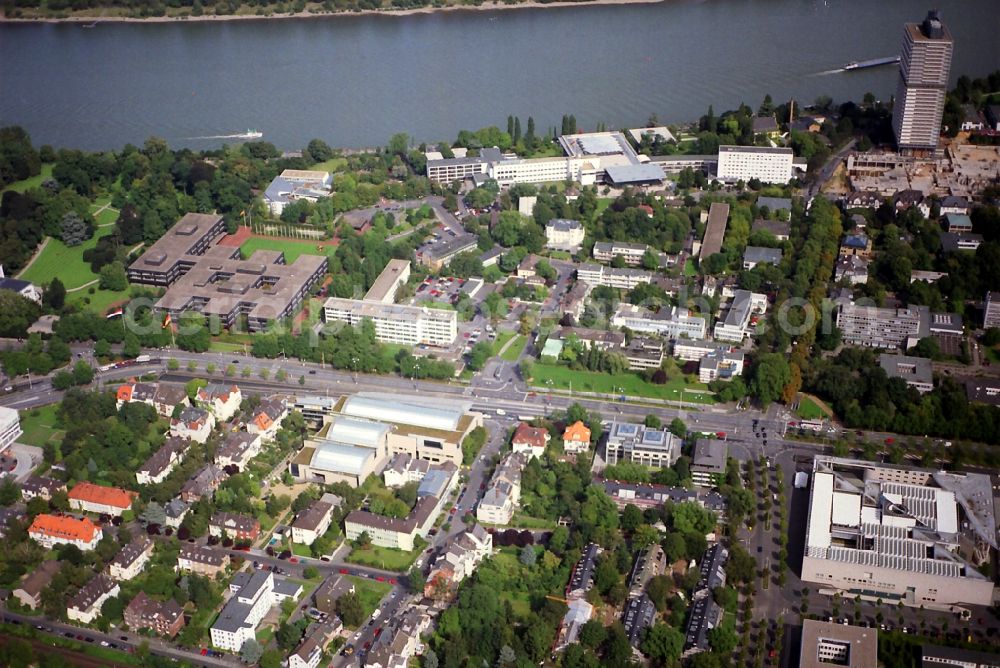 Aerial photograph Bonn - Government District at the riverside of the Rhine in Bonn with a view over the overlooking the former federal chancellery in North Rhine-Westphalia