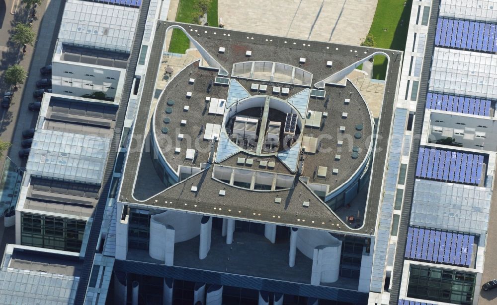 Berlin Moabit from above - Government district with the Federal Chancellery along the Spree in Berlin Tiergarten