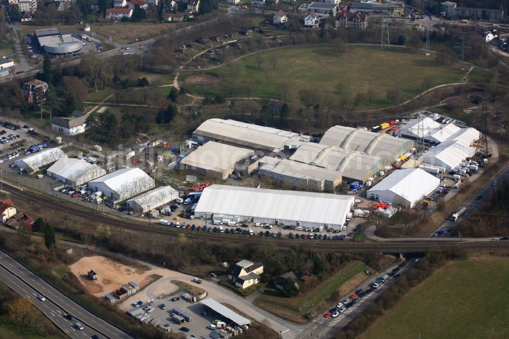 Aerial photograph Lörrach - Traditionally, in the spring, the regional consumer fair in Loerrach in Baden-Wuerttemberg