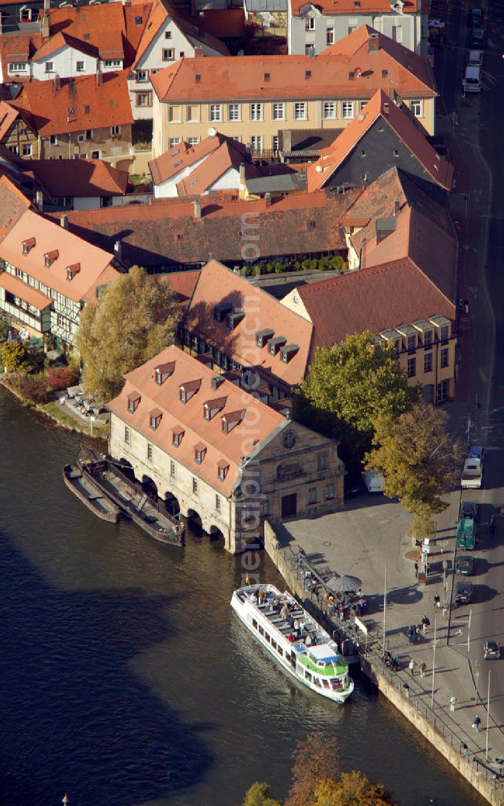 Bamberg from above - Blick auf die Regnitz, einen Nebenfluss des Main in Bayern. Bamberg river Regnitz.