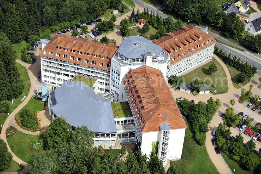 Aerial image Bad Doberan - Blick auf die Rehabilitationsfachklinik „ Moorbad “ an der Schwaaner Chaussee 2 in 18209 Bad Doberan. Der Klinik- Neubau ist eine Einrichtung der Dr. Ebel Fachkliniken Verwaltungs-GmbH. View of the rehabilitation clinic mud bath in 18209 Bad Doberan.