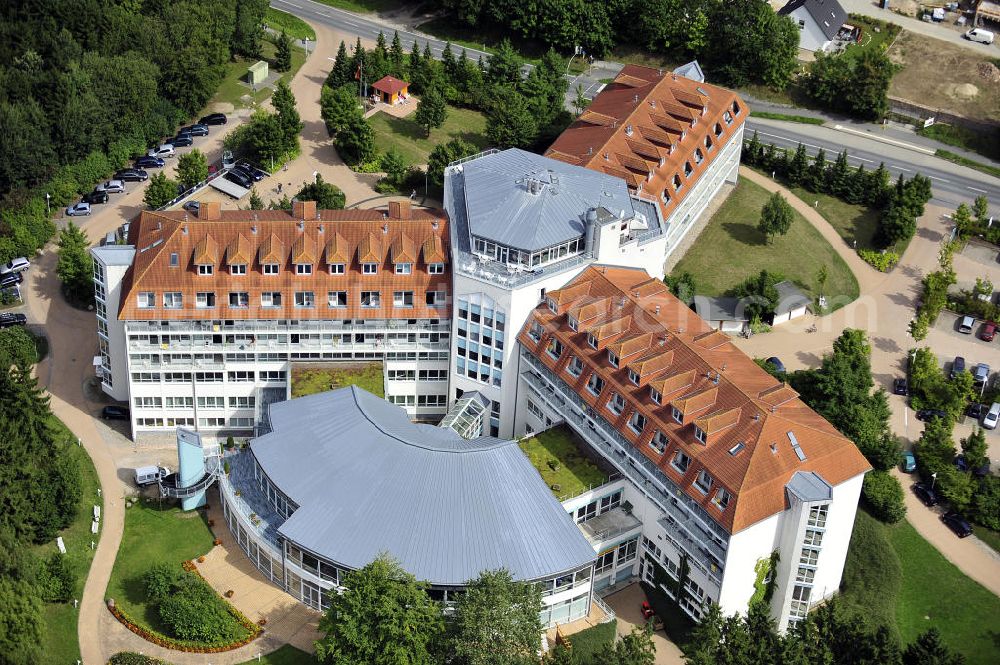 Aerial photograph Bad Doberan - Blick auf die Rehabilitationsfachklinik „ Moorbad “ an der Schwaaner Chaussee 2 in 18209 Bad Doberan. Der Klinik- Neubau ist eine Einrichtung der Dr. Ebel Fachkliniken Verwaltungs-GmbH. View of the rehabilitation clinic mud bath in 18209 Bad Doberan.