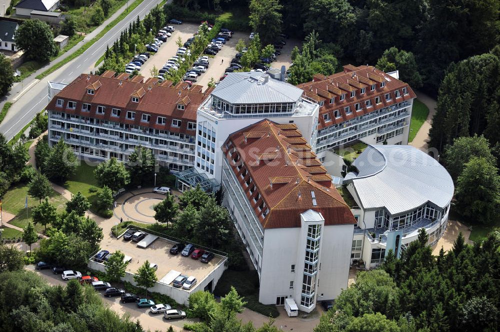 Bad Doberan from the bird's eye view: Blick auf die Rehabilitationsfachklinik „ Moorbad “ an der Schwaaner Chaussee 2 in 18209 Bad Doberan. Der Klinik- Neubau ist eine Einrichtung der Dr. Ebel Fachkliniken Verwaltungs-GmbH. View of the rehabilitation clinic mud bath in 18209 Bad Doberan.