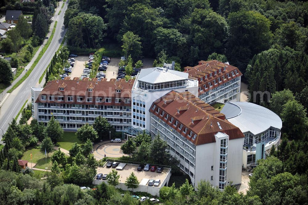 Aerial image Bad Doberan - Blick auf die Rehabilitationsfachklinik „ Moorbad “ an der Schwaaner Chaussee 2 in 18209 Bad Doberan. Der Klinik- Neubau ist eine Einrichtung der Dr. Ebel Fachkliniken Verwaltungs-GmbH. View of the rehabilitation clinic mud bath in 18209 Bad Doberan.