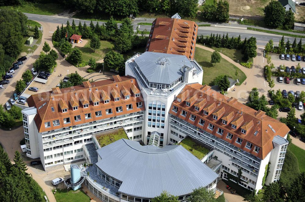 Bad Doberan from the bird's eye view: Blick auf die Rehabilitationsfachklinik „ Moorbad “ an der Schwaaner Chaussee 2 in 18209 Bad Doberan. Der Klinik- Neubau ist eine Einrichtung der Dr. Ebel Fachkliniken Verwaltungs-GmbH. View of the rehabilitation clinic mud bath in 18209 Bad Doberan.