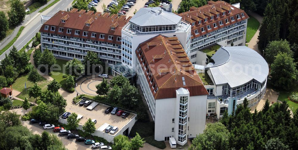 Aerial image Bad Doberan - Blick auf die Rehabilitationsfachklinik „ Moorbad “ an der Schwaaner Chaussee 2 in 18209 Bad Doberan. Der Klinik- Neubau ist eine Einrichtung der Dr. Ebel Fachkliniken Verwaltungs-GmbH. View of the rehabilitation clinic mud bath in 18209 Bad Doberan.