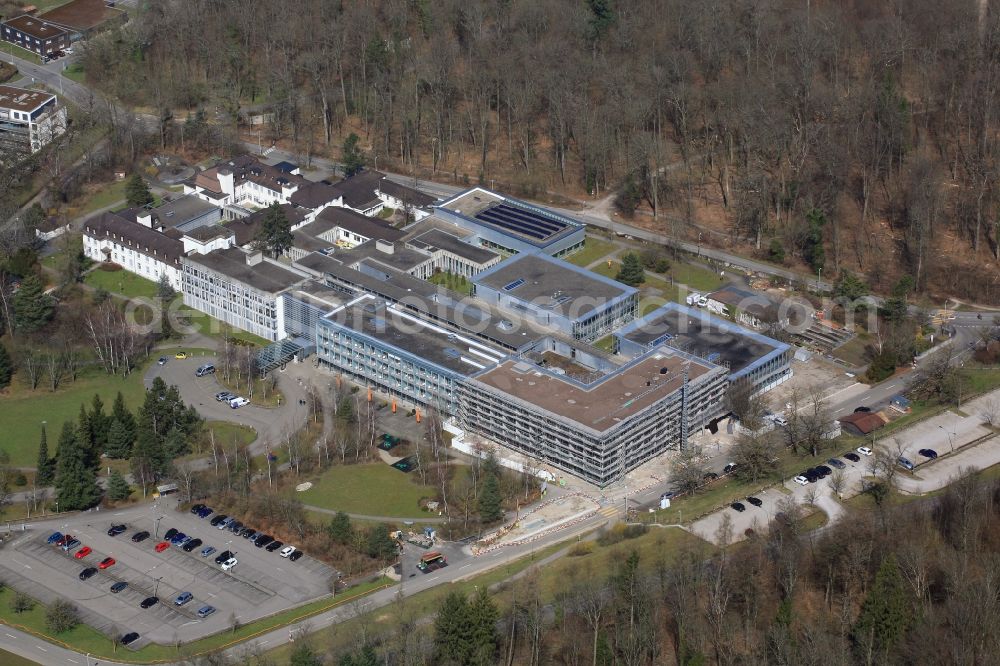 Aerial image Rheinfelden - New construction site at the rehabilitation center of the rehabilitation clinic Reha Rheinfelden in Rheinfelden in the canton Aargau, Switzerland